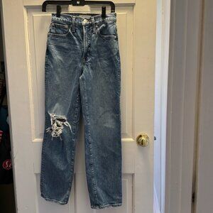 Madewell The Perfect Vintage Straight Jean size 24 denim jeans pants ripped knee
